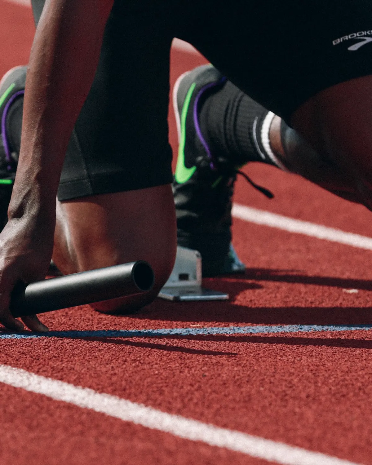 Track athletes poised at the starting line